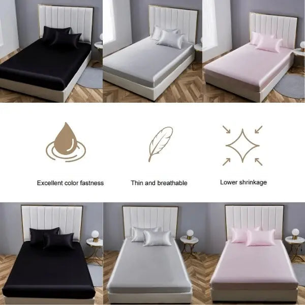 Zestaw z 2 Jedwabna Pościel (2x prześcieradło + 4x jedwabne poszewki GRATIS) | SILKYFIT Matheus 179